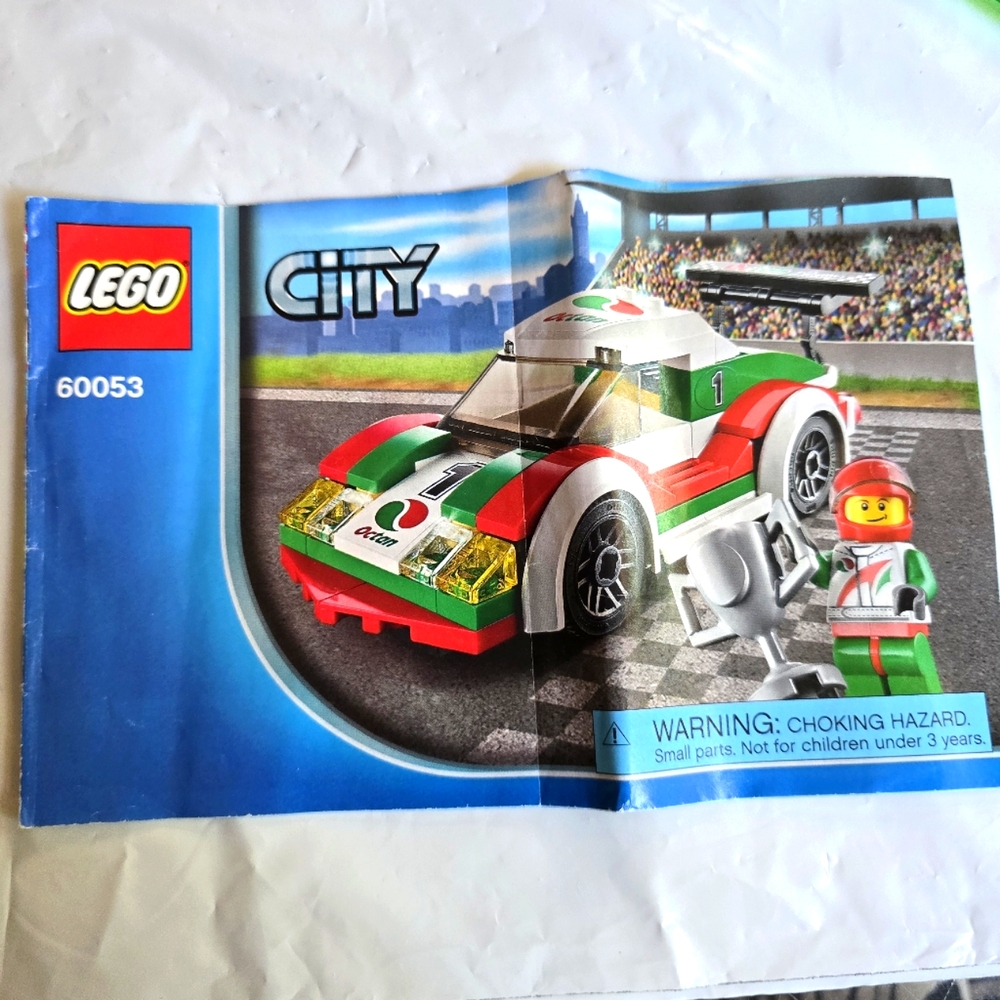 LEGO  60053 City Race Car Building Set - Red, Green, White like new book and all